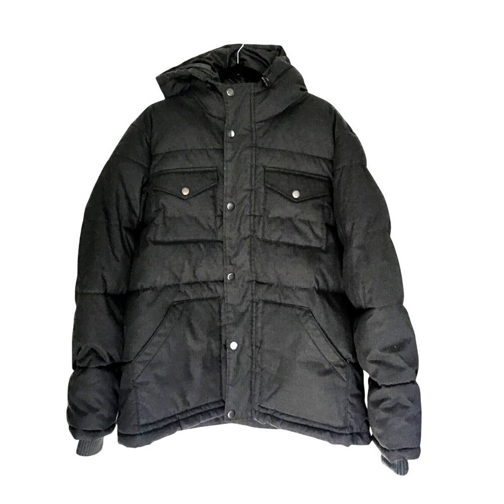 OLD NAVY-MENS GREY BUTTON/ZIP-UP CLOSURE POCKETS HOODIE PUFFER JACKET SIZE LARGE